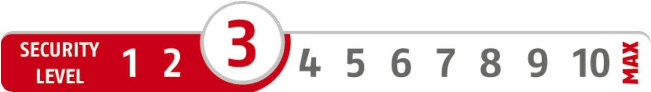 Security Level 3/10 | ABUS GLOBAL PROTECTION STANDARD ® | A higher level means more securitySecurity Level 3/15 | ABUS GLOBAL PROTECTION STANDARD ® | A higher level means more security