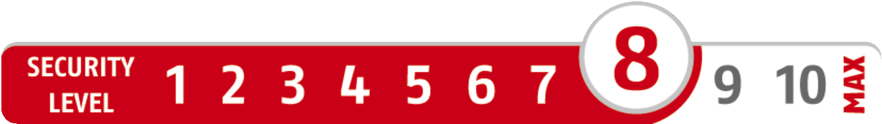 Security Level 8/10 | ABUS GLOBAL PROTECTION STANDARD ® | A higher level means more security