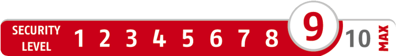 Security Level 9/10 | ABUS GLOBAL PROTECTION STANDARD ® | A higher level means more security