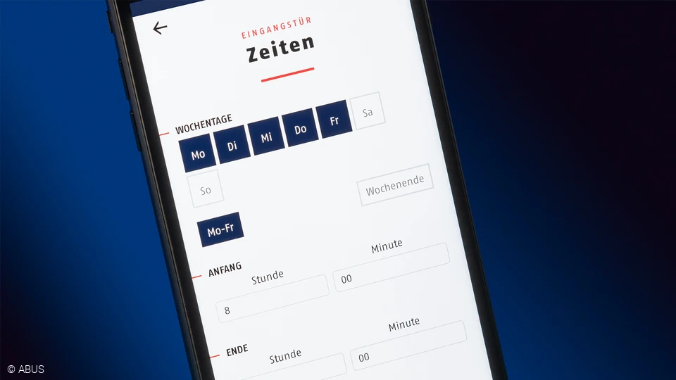Mit dem smarten Türschloss können Sie per App Zeiten und Berechtigungen für andere festlegen © ABUS